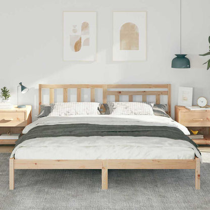 Bed Frame with Headboard Brown 200 x 200 cm Solid Pine Wood