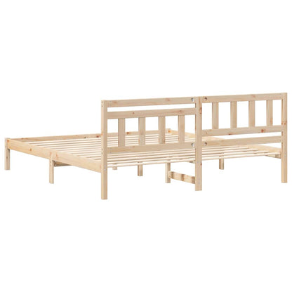Bed Frame with Headboard Brown 200 x 200 cm Solid Pine Wood