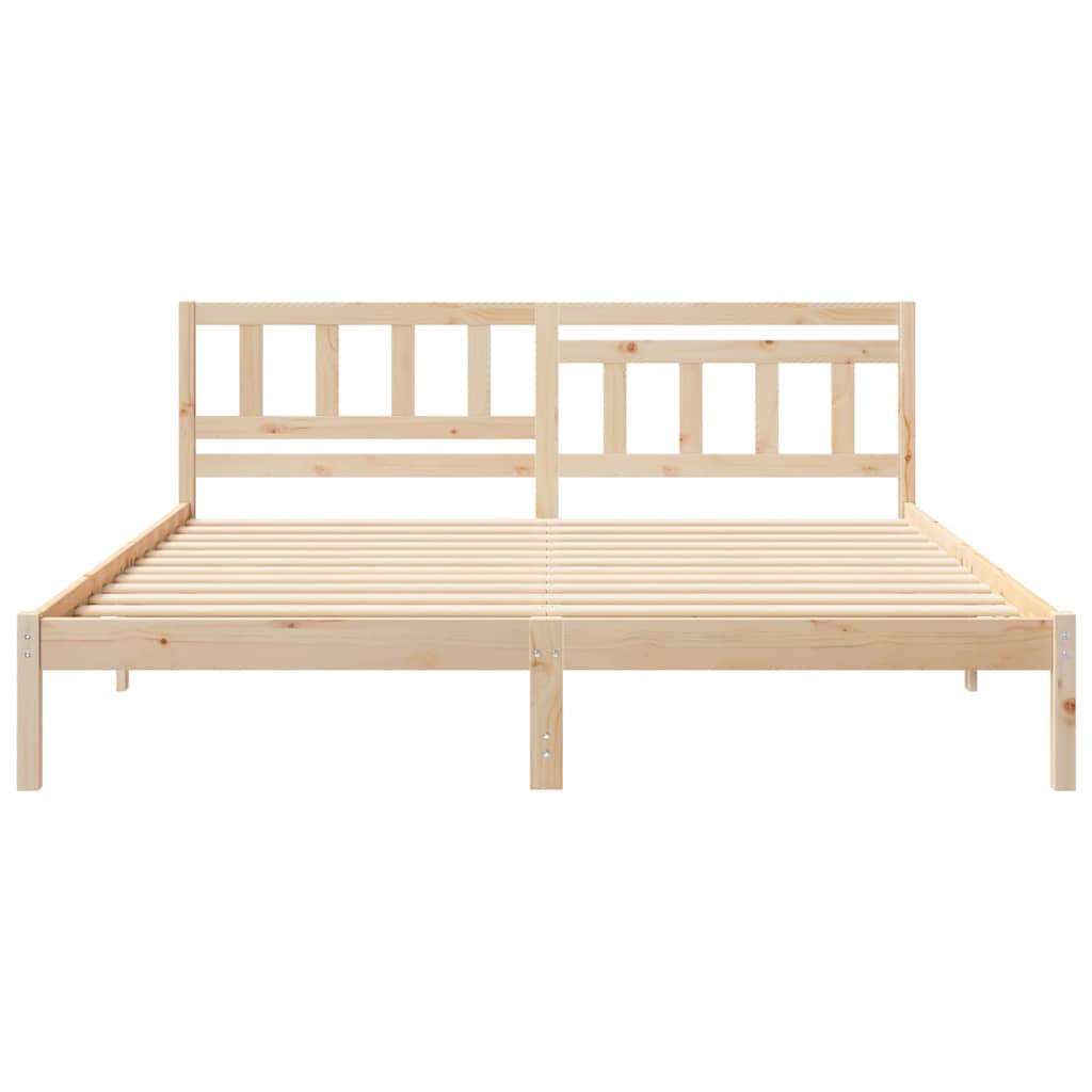 Bed Frame with Headboard Brown 200 x 200 cm Solid Pine Wood