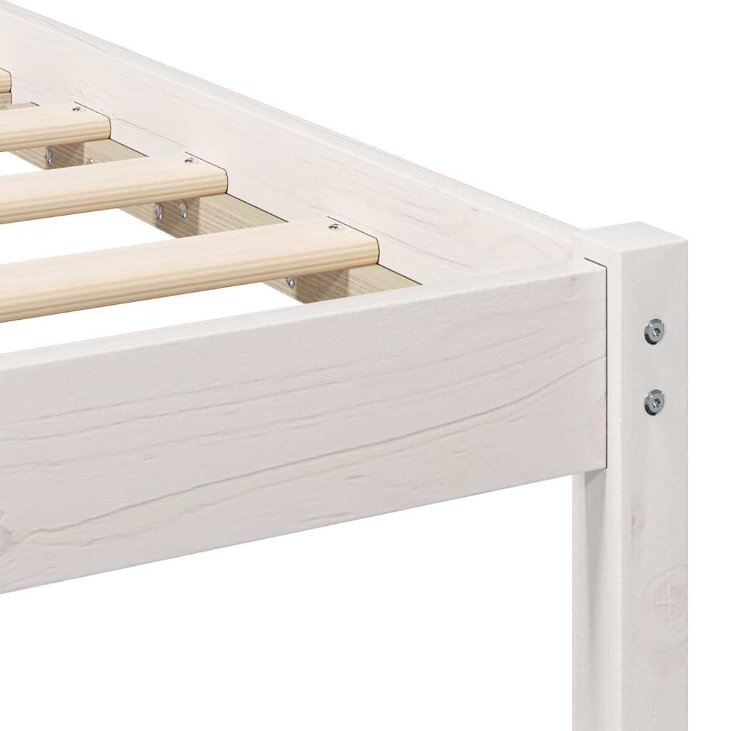 Bed Frame with Headboard White 200 x 200 cm Solid Pine Wood