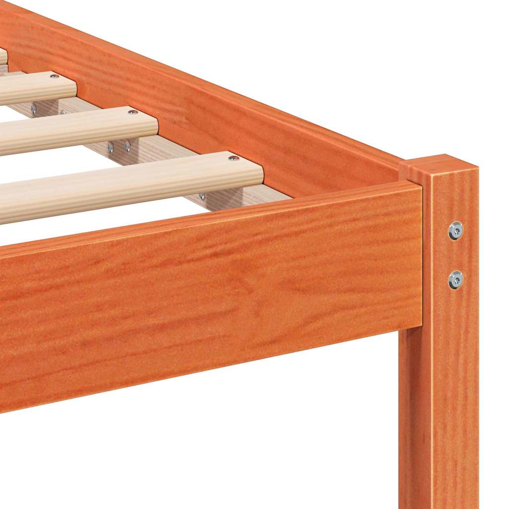 Bed Frame with Headboard Wax Brown 180 x 200 cm Solid Pine Wood