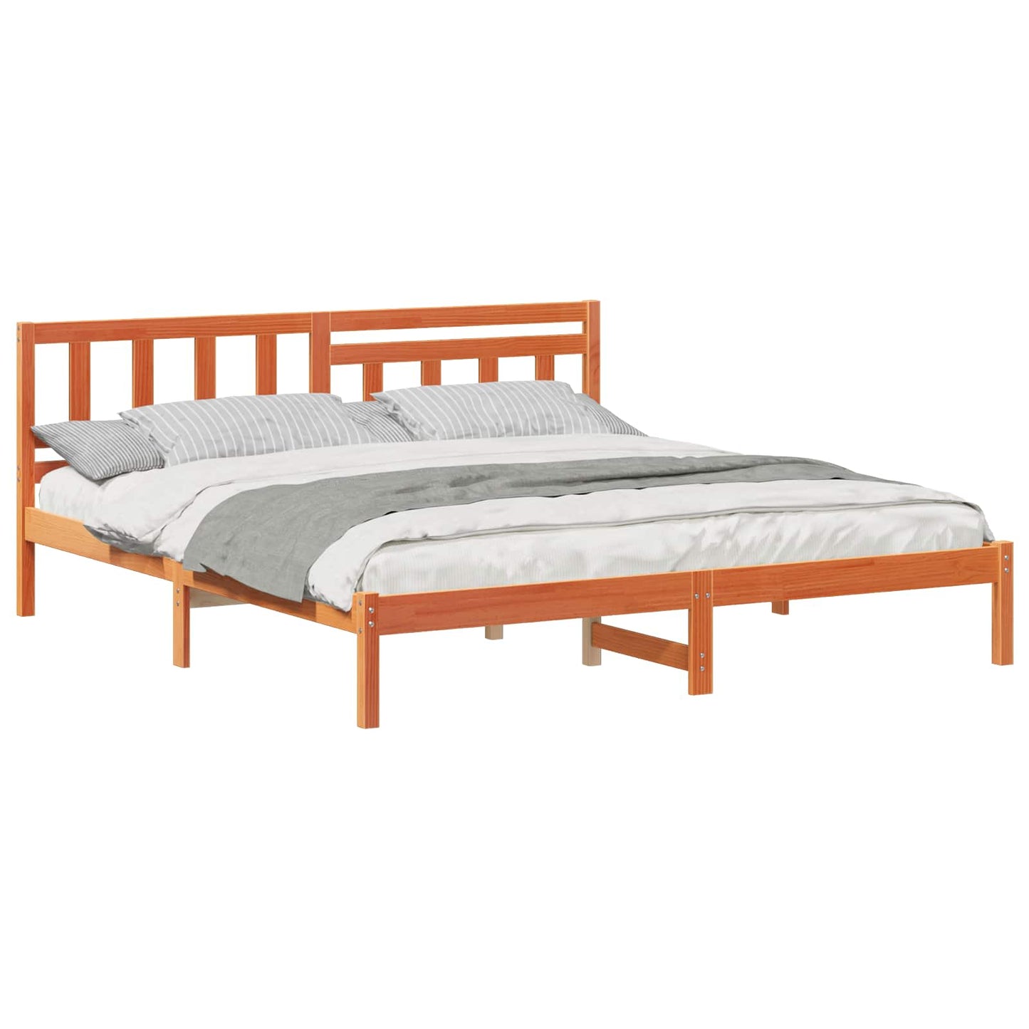 Bed Frame with Headboard Wax Brown 180 x 200 cm Solid Pine Wood