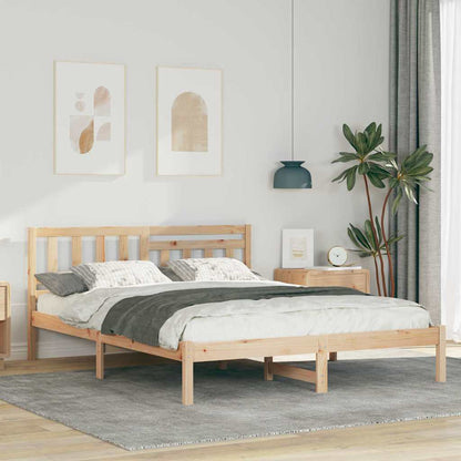 Bed Frame with Headboard Brown 160 x 200 cm Solid Pine Wood