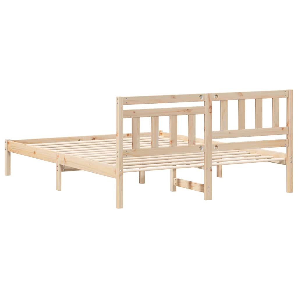 Bed Frame with Headboard Brown 160 x 200 cm Solid Pine Wood