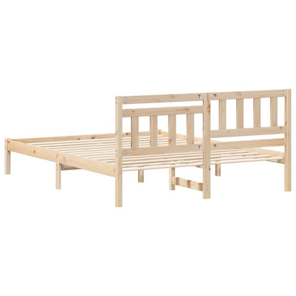 Bed Frame with Headboard Brown 160 x 200 cm Solid Pine Wood