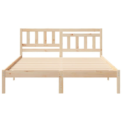 Bed Frame with Headboard Brown 160 x 200 cm Solid Pine Wood
