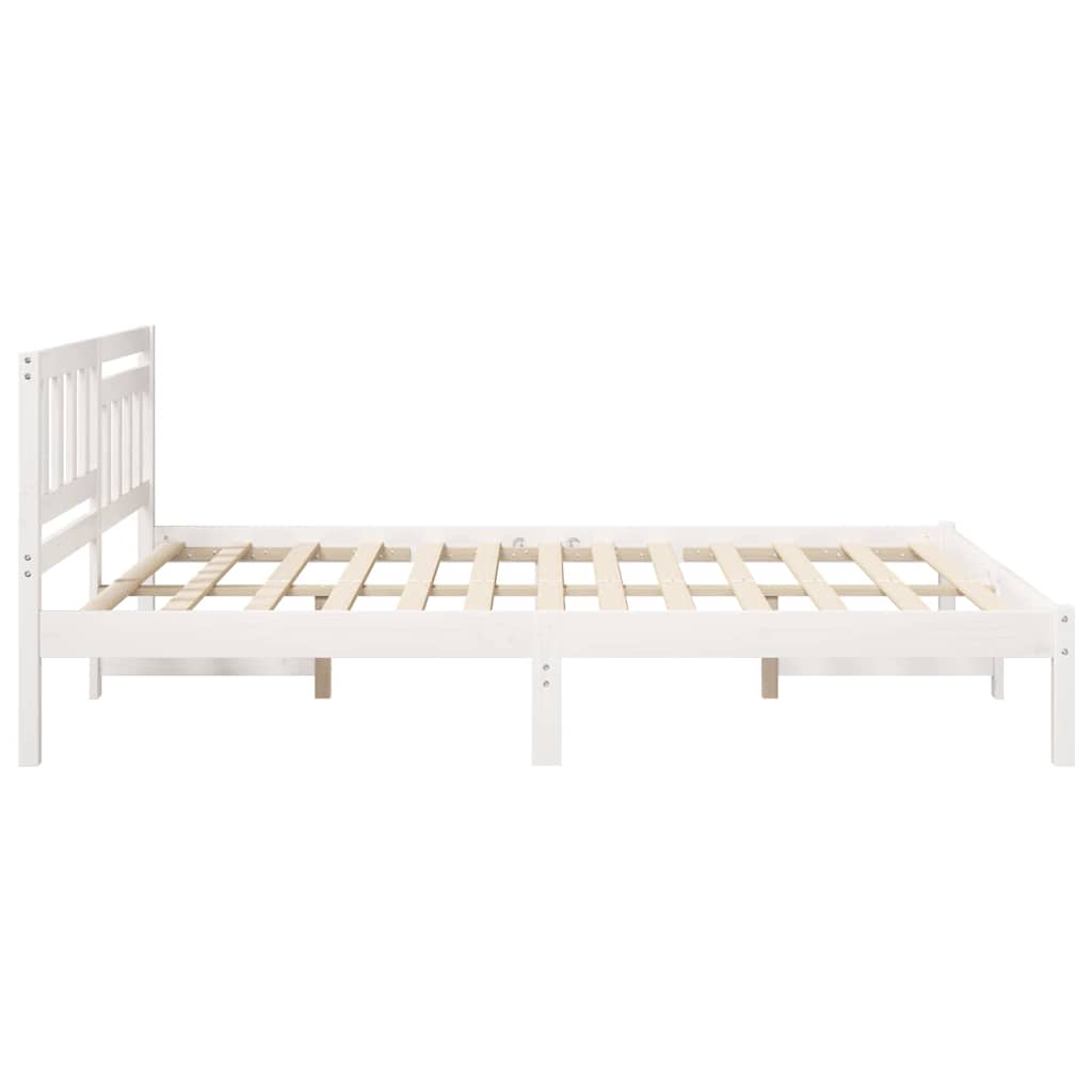 Bed Frame with Headboard White 160 x 200 cm Solid Pine Wood
