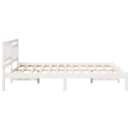 Bed Frame with Headboard White 160 x 200 cm Solid Pine Wood