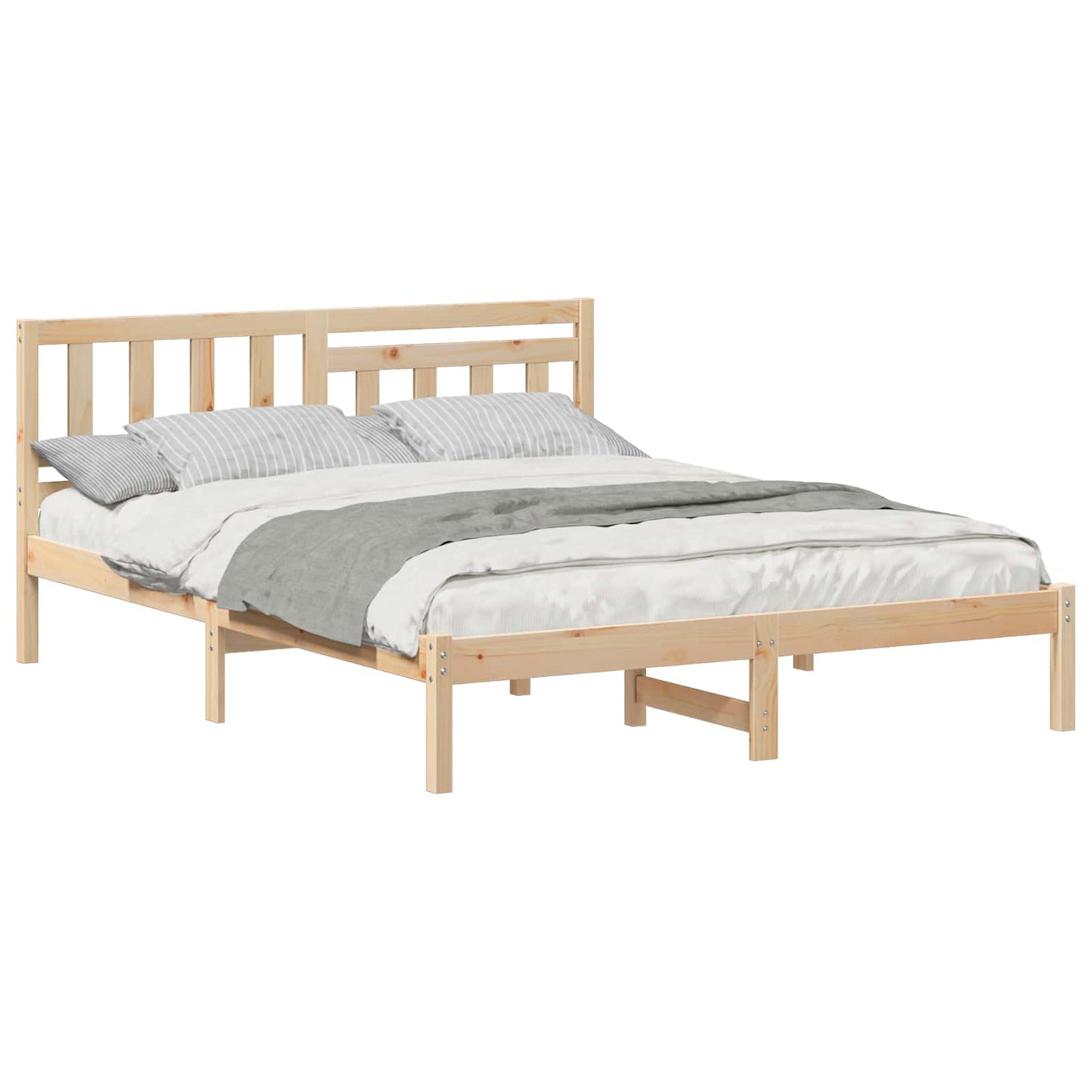 Bed Frame with Headboard Brown 150 x 200 cm Solid Pine Wood