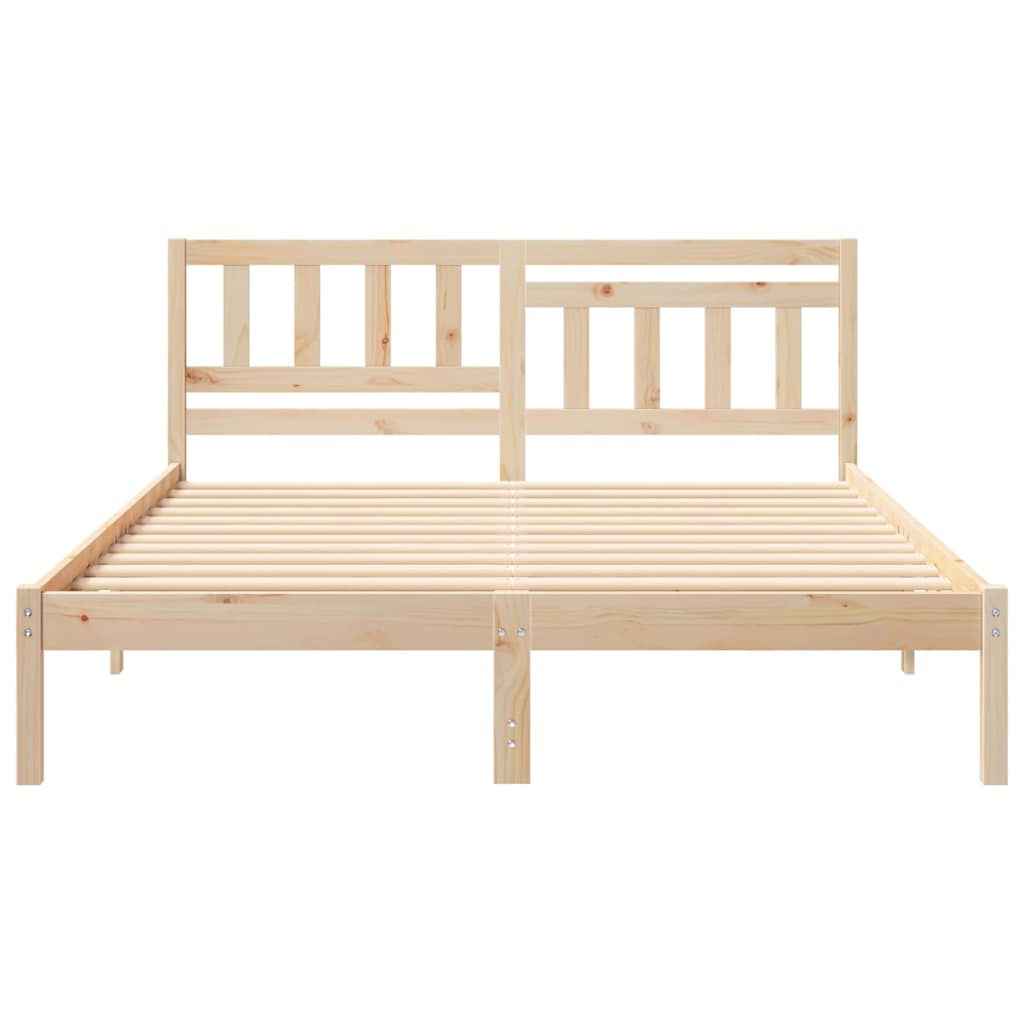 Bed Frame with Headboard Brown 150 x 200 cm Solid Pine Wood