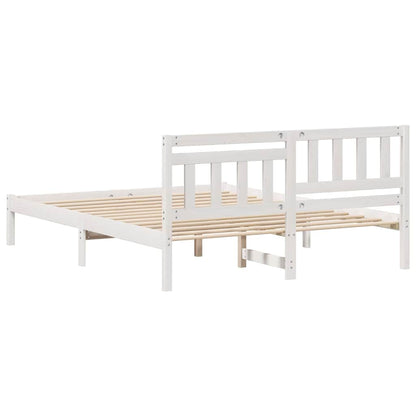 Bed Frame with Headboard White 150 x 200 cm Solid Pine Wood