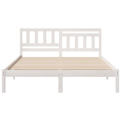 Bed Frame with Headboard White 150 x 200 cm Solid Pine Wood