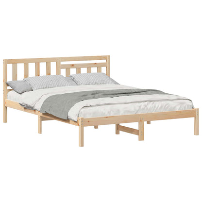 Bed Frame with Headboard Brown 140 x 200 cm Solid Pine Wood