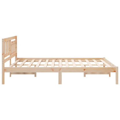 Bed Frame with Headboard Brown 140 x 200 cm Solid Pine Wood