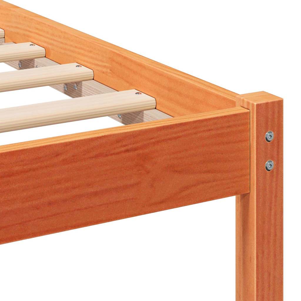 Bed Frame with Headboard Wax Brown 140 x 200 cm Solid Pine Wood