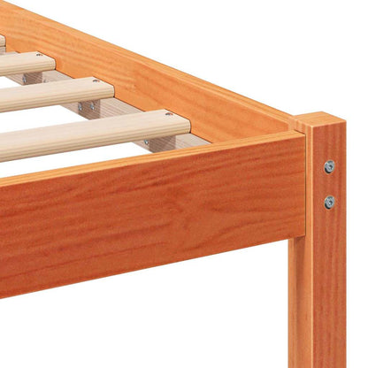Bed Frame with Headboard Wax Brown 140 x 200 cm Solid Pine Wood