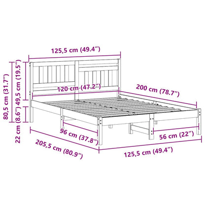 Bed Frame with Headboard Brown 120 x 200 cm Solid Pine Wood
