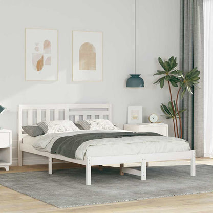 Bed Frame with Headboard White 120 x 200 cm Solid Pine Wood