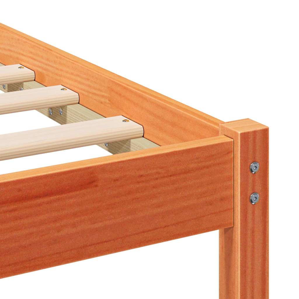 Bed Frame with Headboard Wax Brown 120 x 200 cm Solid Pine Wood