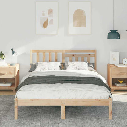 Bed Frame with Headboard Brown 140 x 190 cm Solid Pine Wood
