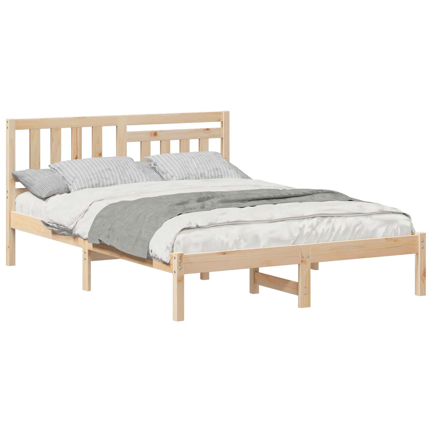 Bed Frame with Headboard Brown 140 x 190 cm Solid Pine Wood