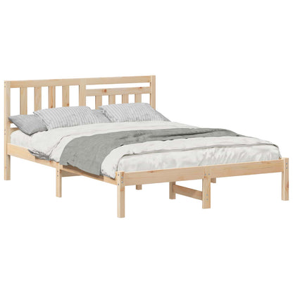 Bed Frame with Headboard Brown 140 x 190 cm Solid Pine Wood