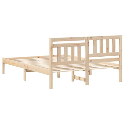 Bed Frame with Headboard Brown 140 x 190 cm Solid Pine Wood