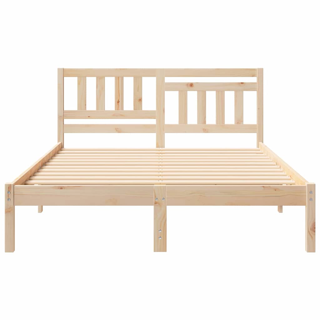 Bed Frame with Headboard Brown 140 x 190 cm Solid Pine Wood