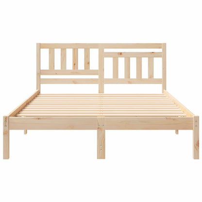 Bed Frame with Headboard Brown 140 x 190 cm Solid Pine Wood