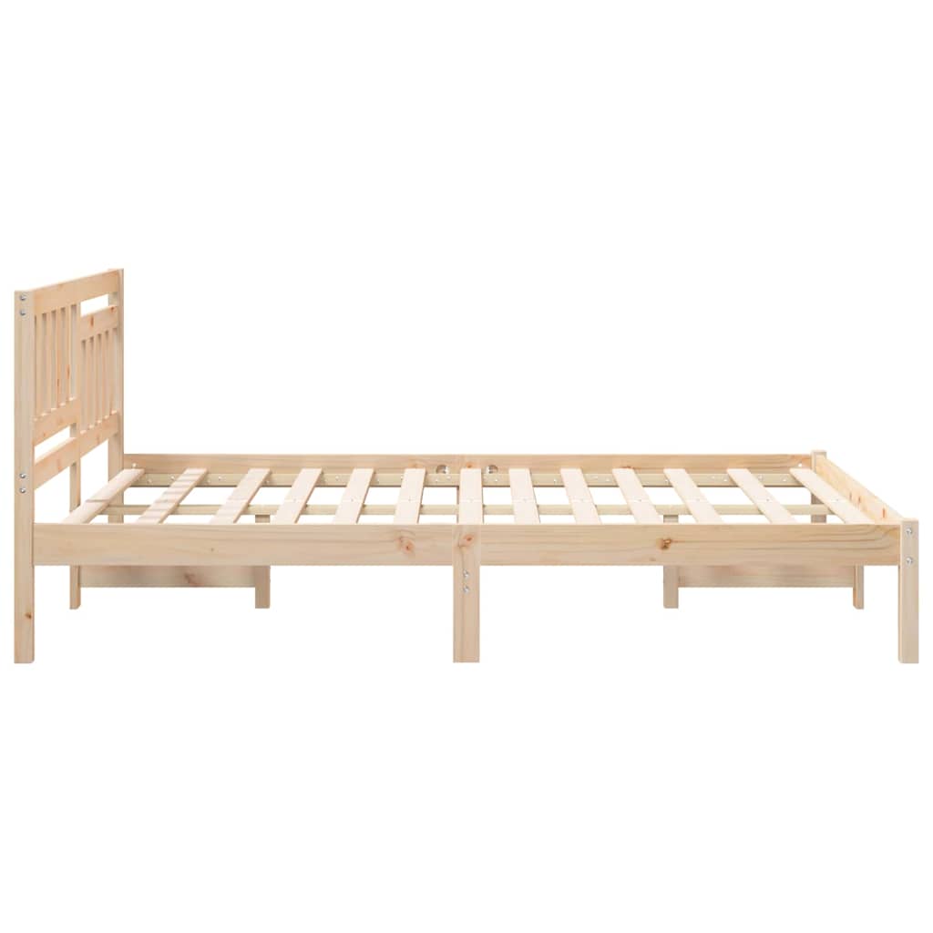 Bed Frame with Headboard Brown 140 x 190 cm Solid Pine Wood