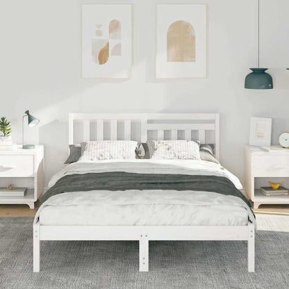 Bed Frame with Headboard White 140 x 190 cm Solid Pine Wood