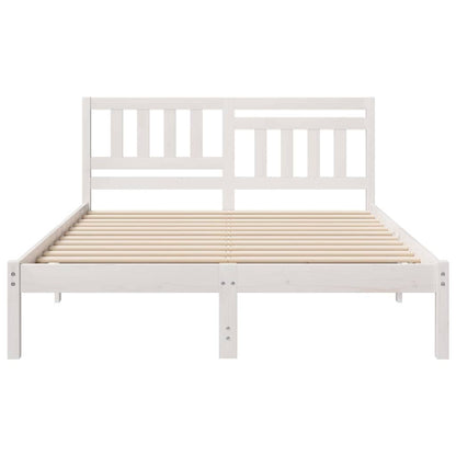 Bed Frame with Headboard White 135 x 190 cm Solid Pine Wood