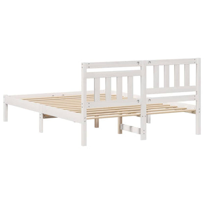 Bed Frame with Headboard White 120 x 190 cm Solid Pine Wood