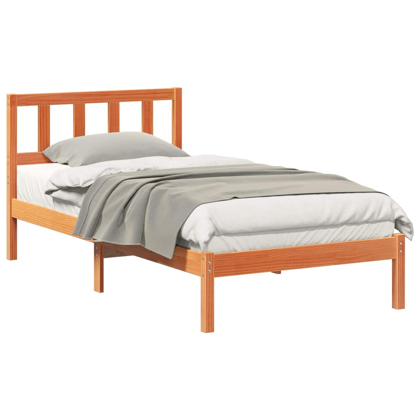 Bed Frame with Headboard Wax Brown 80 x 200 cm Solid Pine Wood