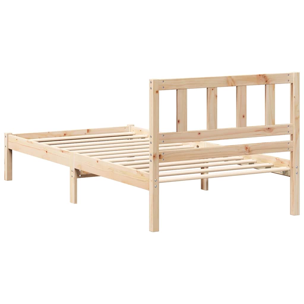 Bed Frame with Headboard Brown 90 x 200 cm Solid Pine Wood