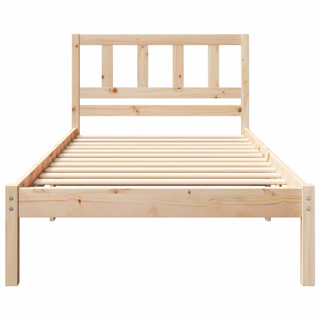 Bed Frame with Headboard Brown 90 x 200 cm Solid Pine Wood