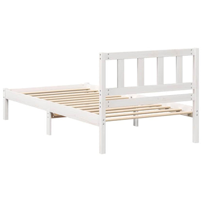 Bed Frame with Headboard White 90 x 200 cm Solid Pine Wood
