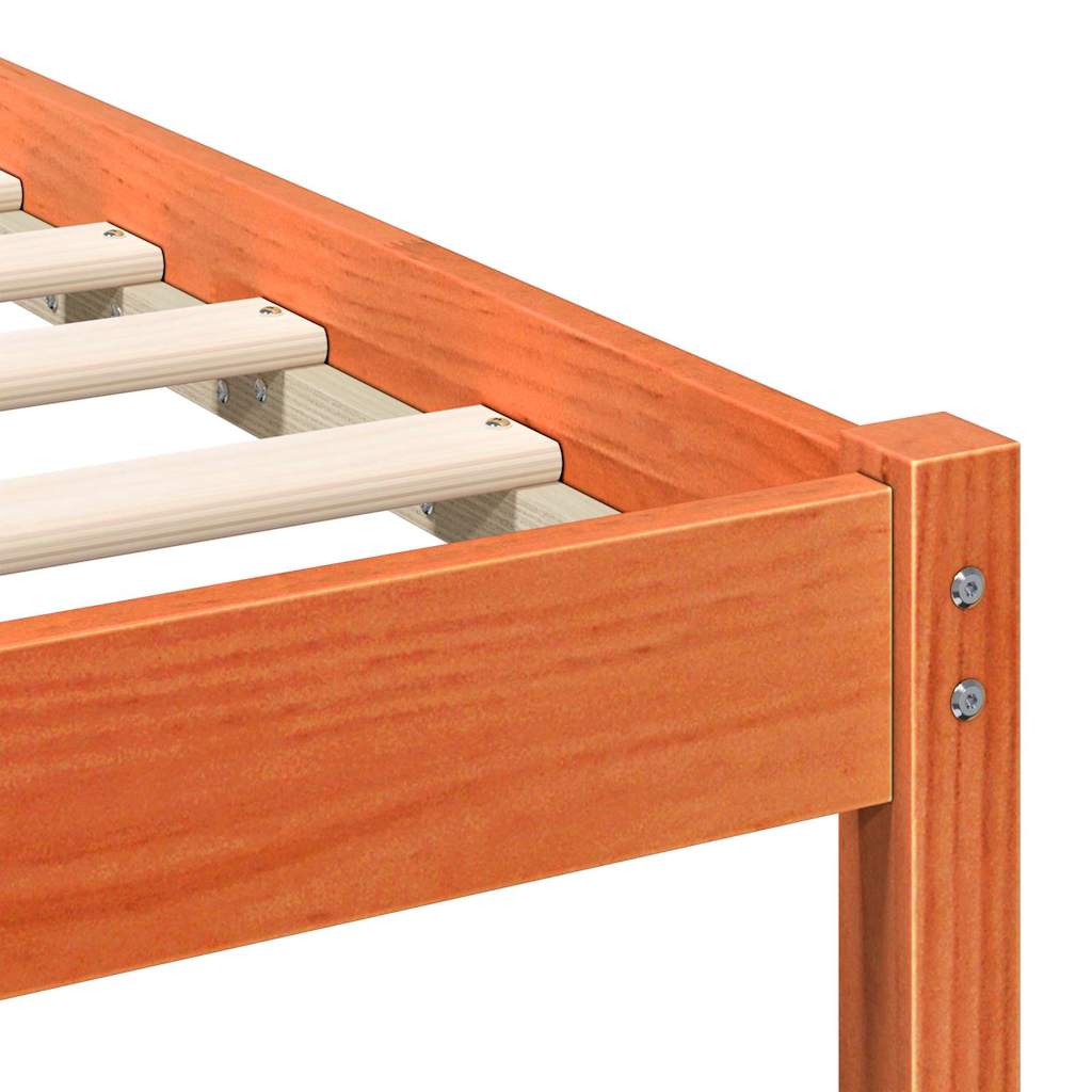 Bed Frame with Headboard Wax Brown 100 x 200 cm Solid Pine Wood