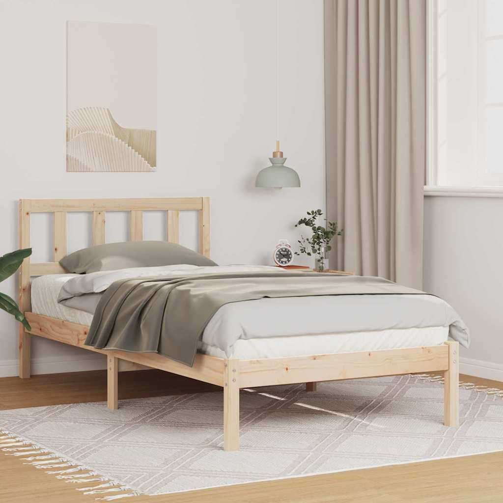 Bed Frame with Headboard Brown 90 x 190 cm Solid Pine Wood