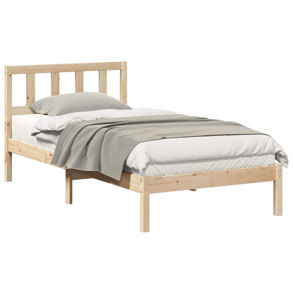 Bed Frame with Headboard Brown 75 x 190 cm Solid Pine Wood