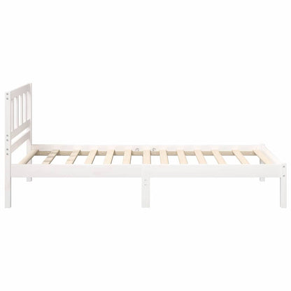 Bed Frame with Headboard White 75 x 190 cm Solid Pine Wood
