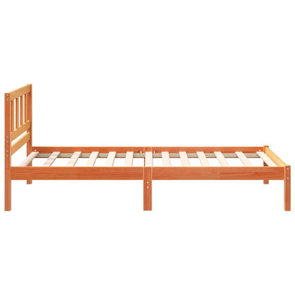 Bed Frame with Headboard Wax Brown 75 x 190 cm Solid Pine Wood
