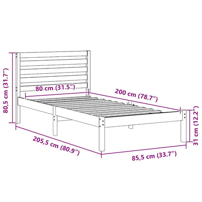 Bed Frame with Headboard Brown 80 x 200 cm Solid Pine Wood