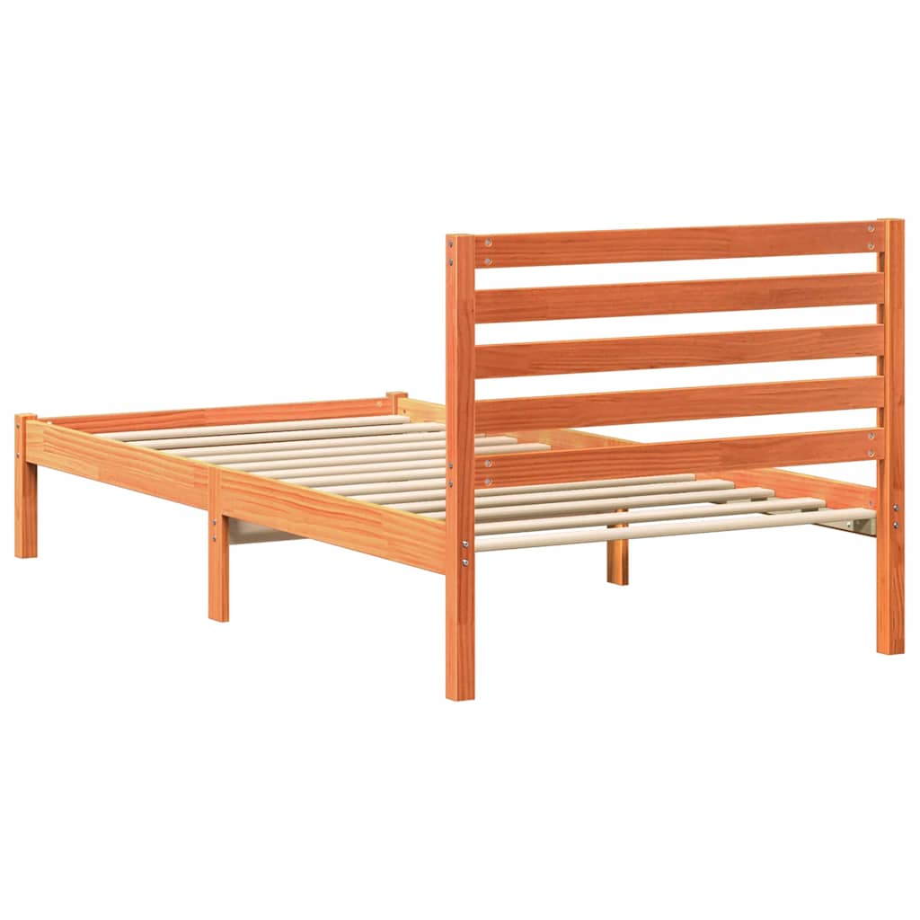 Bed Frame with Headboard Wax Brown 80 x 200 cm Solid Pine Wood