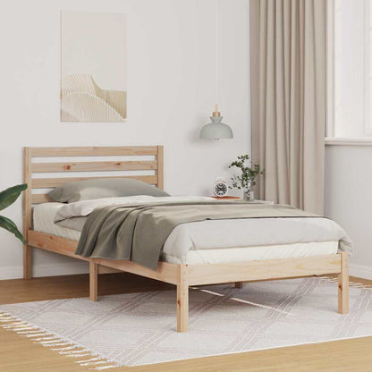 Bed Frame with Headboard Brown 90 x 200 cm Solid Pine Wood