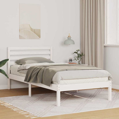 Bed Frame with Headboard White 100 x 200 cm Solid Pine Wood