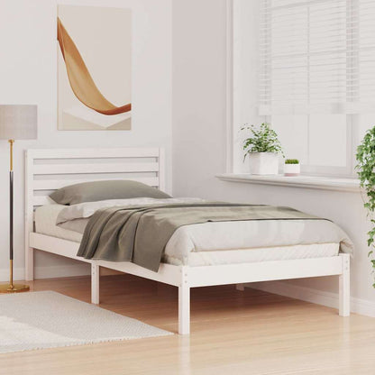 Bed Frame with Headboard White 100 x 200 cm Solid Pine Wood