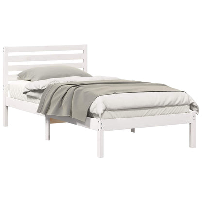 Bed Frame with Headboard White 100 x 200 cm Solid Pine Wood