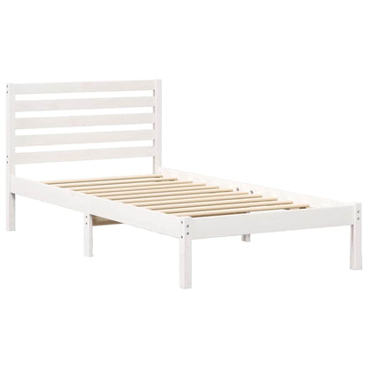 Bed Frame with Headboard White 100 x 200 cm Solid Pine Wood