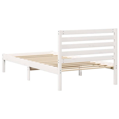 Bed Frame with Headboard White 100 x 200 cm Solid Pine Wood